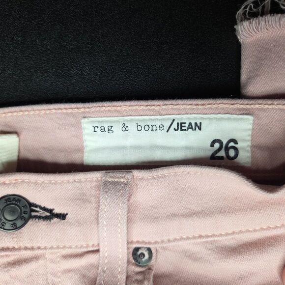 Rag & Bone Pink High-Rise Skinny Jeans Size 26 Designer Pink Denim Distressed - Picture 6 of 10